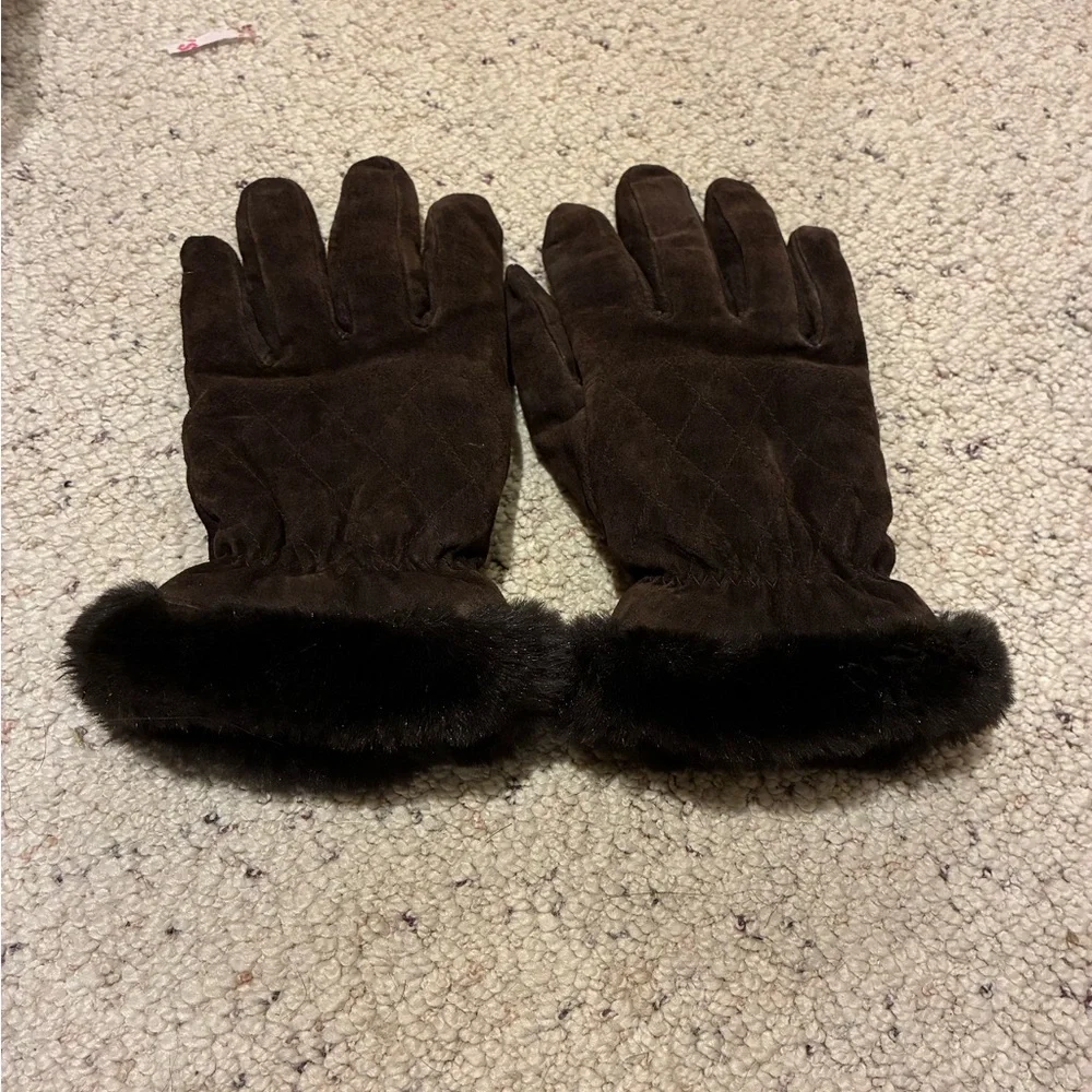 Wilsons Leather Kids/Women’s Brown gloves with Plush Trim